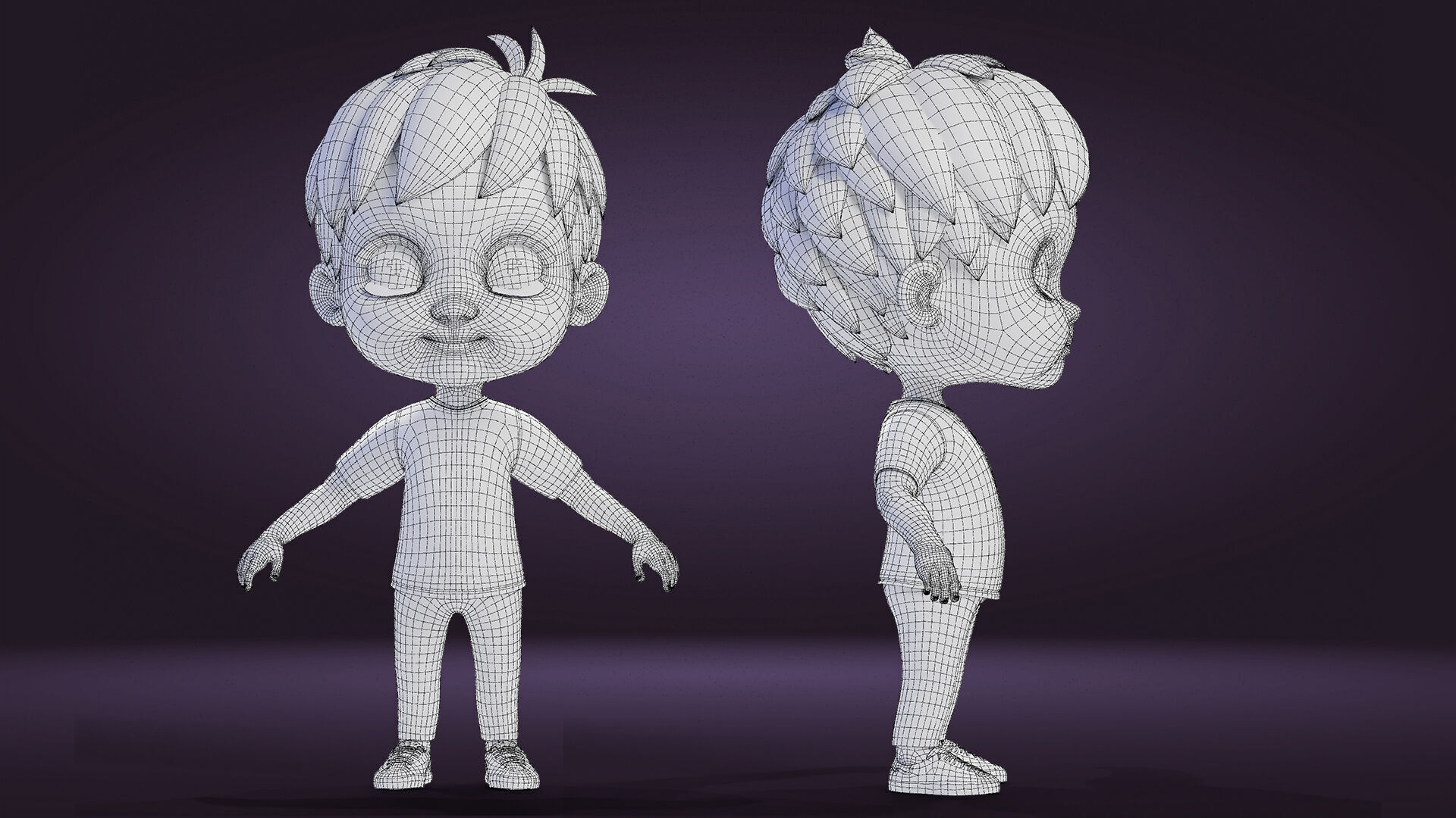 Cartoon Cute Boy Low-poly 3D model_22