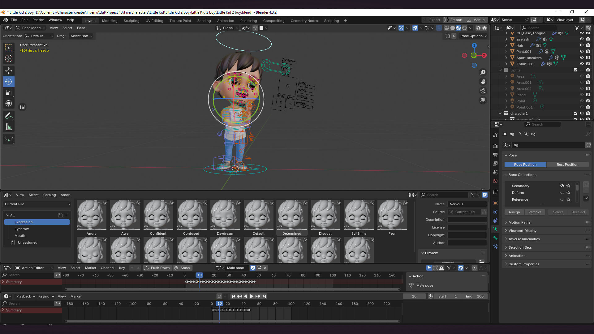 Cartoon Cute Boy Low-poly 3D model_25