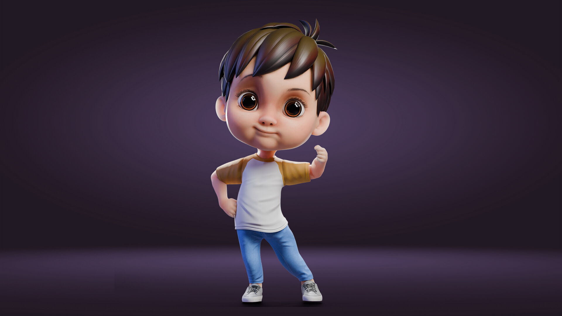 Cartoon Cute Boy Low-poly 3D model_5