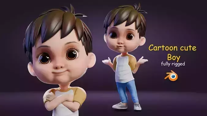 Cartoon Cute Boy Low-poly 3D model