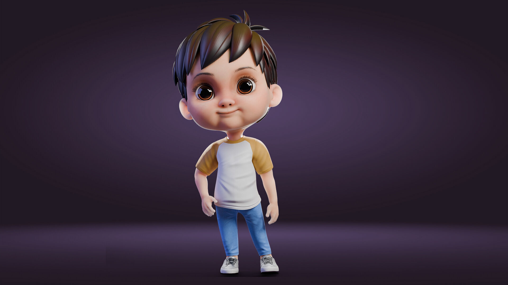 Cartoon Cute Boy Low-poly 3D model_7