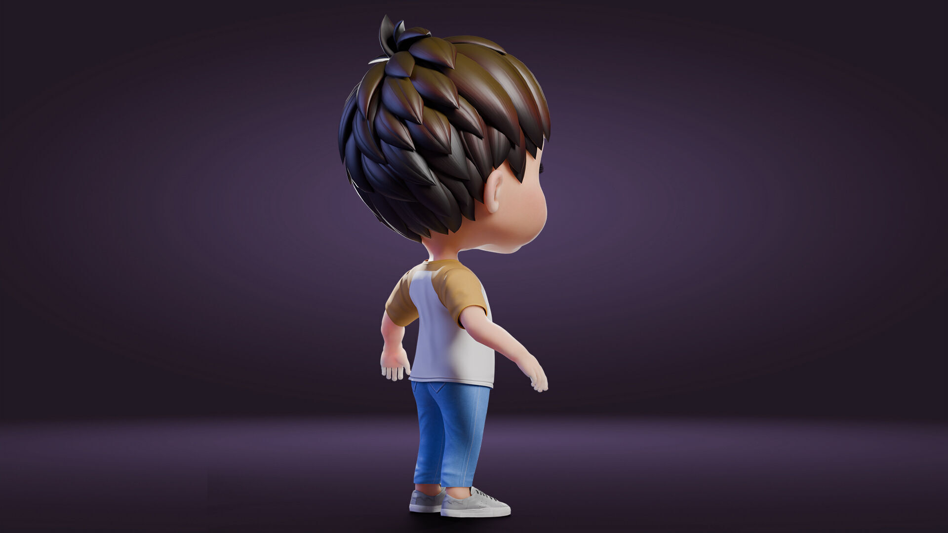 Cartoon Cute Boy Low-poly 3D model_17