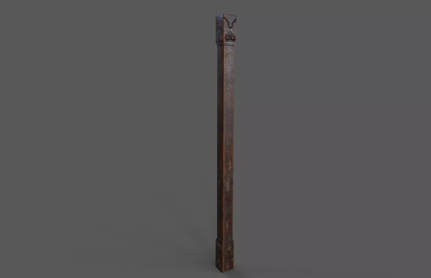 Old wood column Low-poly 3D model_0