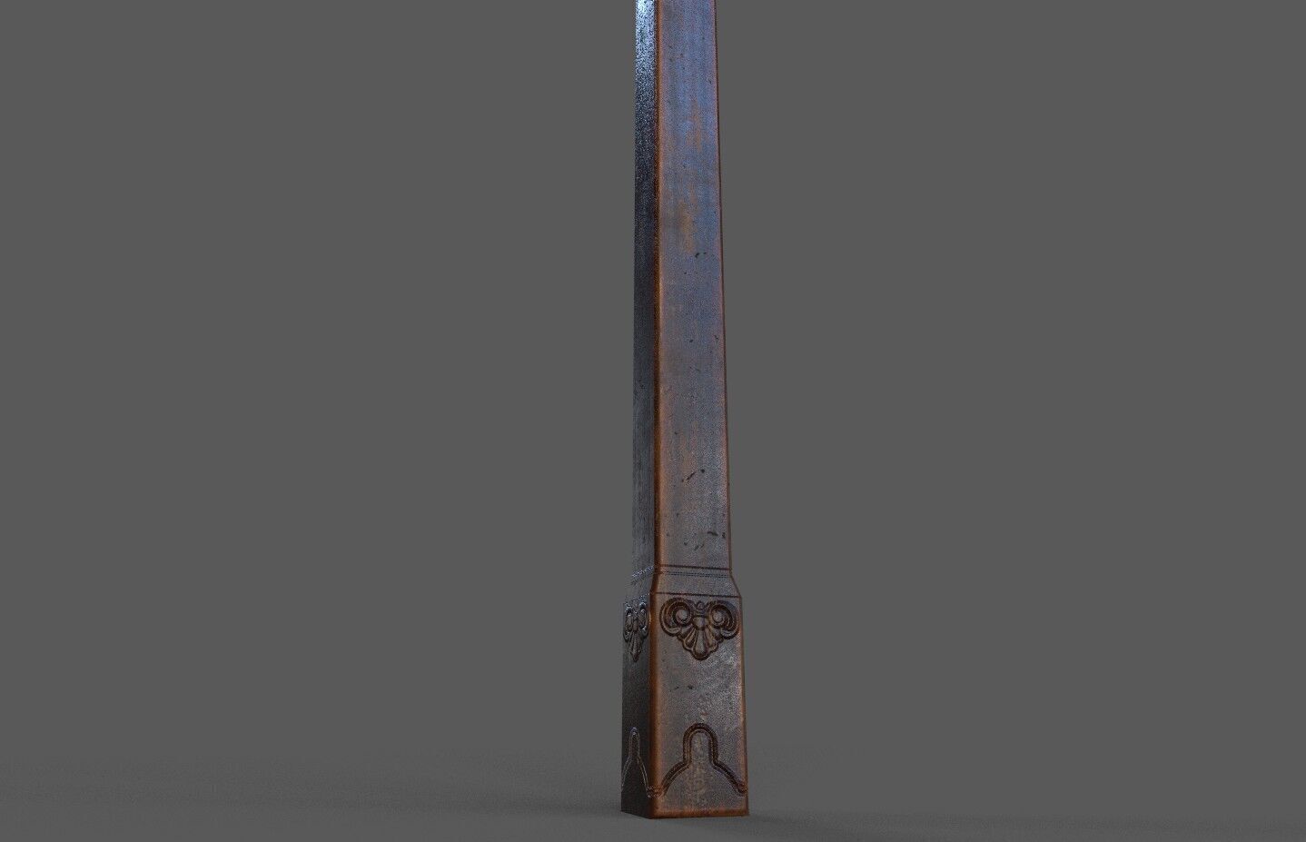 Old wood column Low-poly 3D model_1