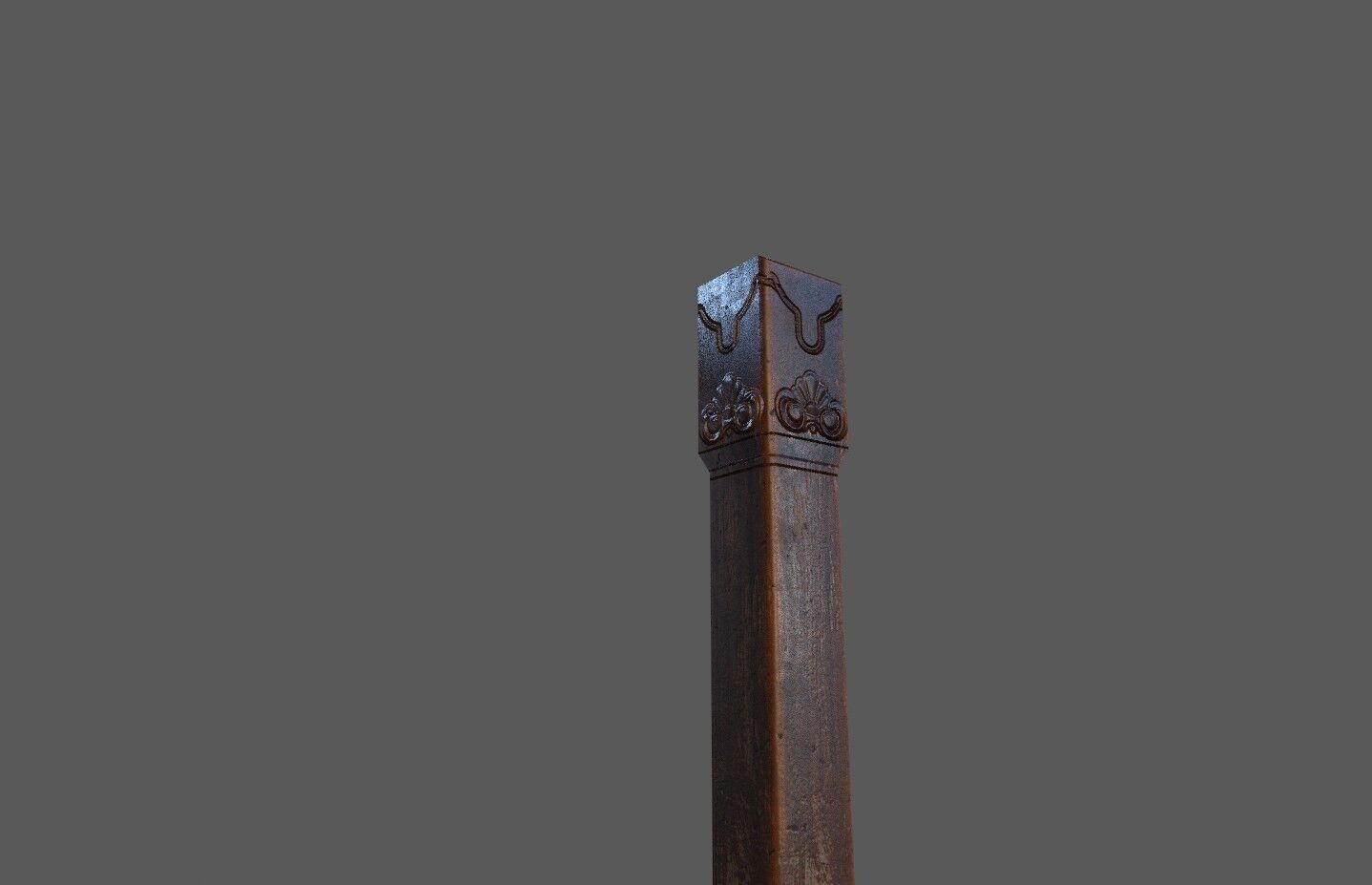 Old wood column Low-poly 3D model_2