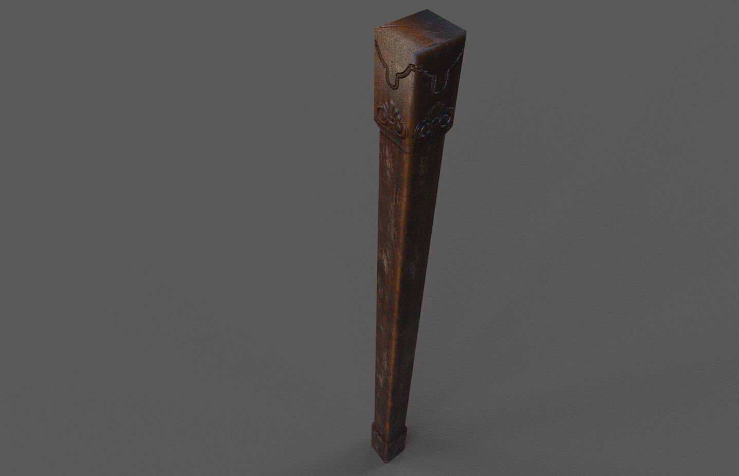 Old wood column Low-poly 3D model_3