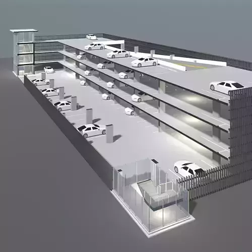 Parking garage building in cutaway section 25-29