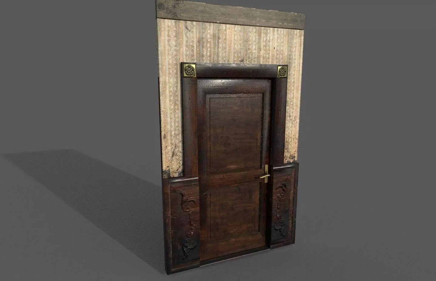 Old Wood Door Paper Low-poly 3D model_0