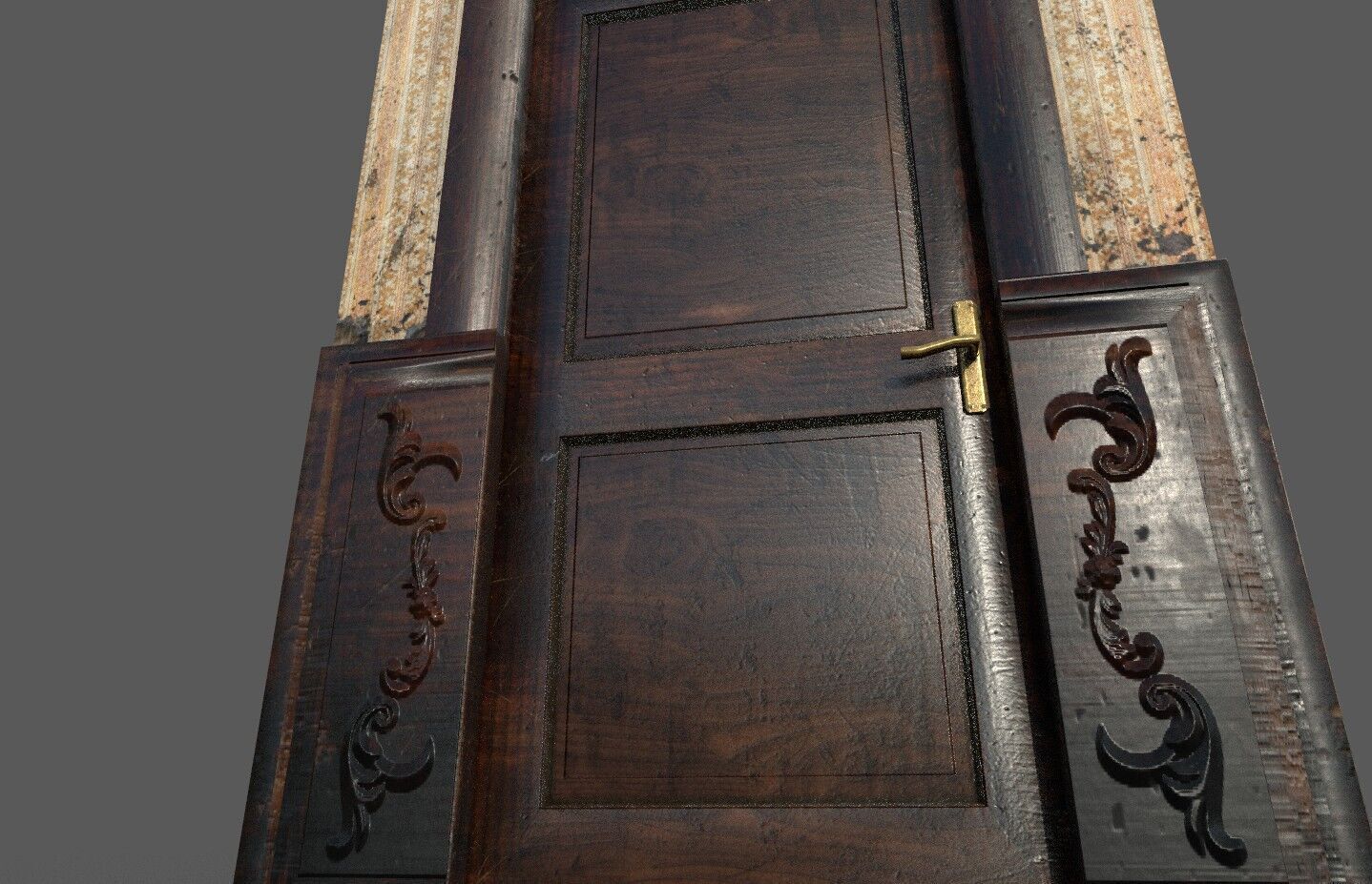 Old Wood Door Paper Low-poly 3D model_2