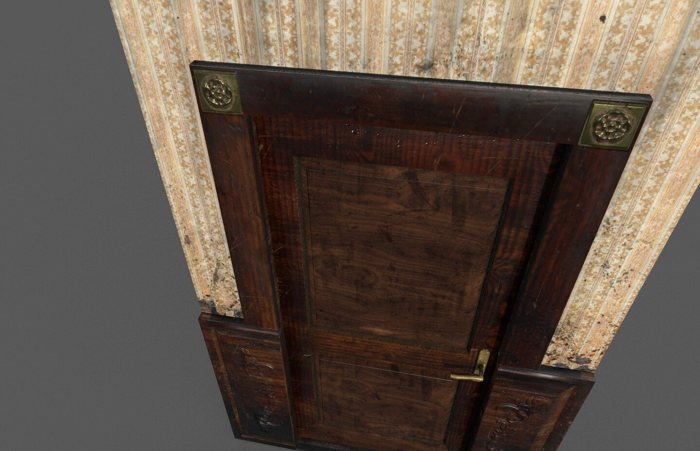 Old Wood Door Paper Low-poly 3D model_4