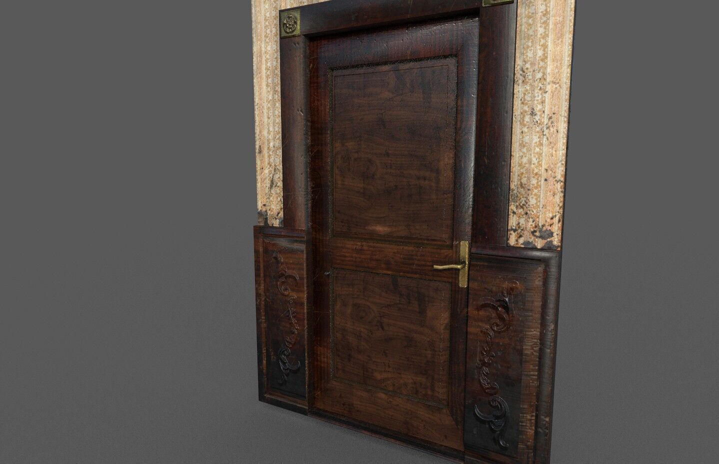 Old Wood Door Paper Low-poly 3D model_1