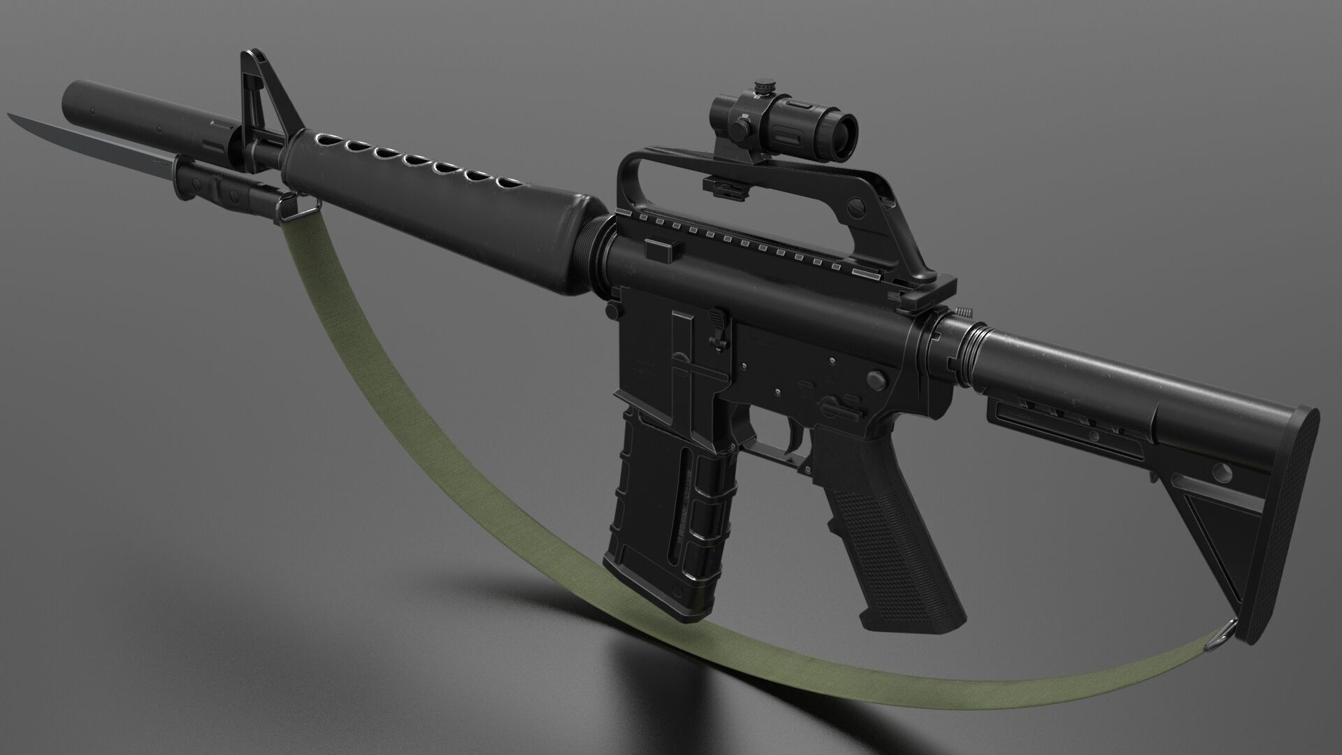 m16A1 Fps - Tps Low-poly 3D model_2