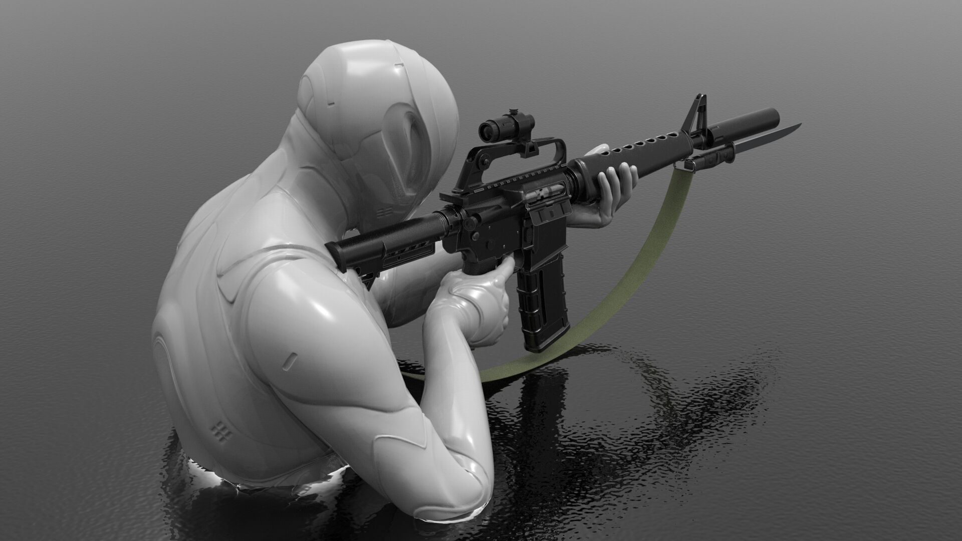 m16A1 Fps - Tps Low-poly 3D model_4