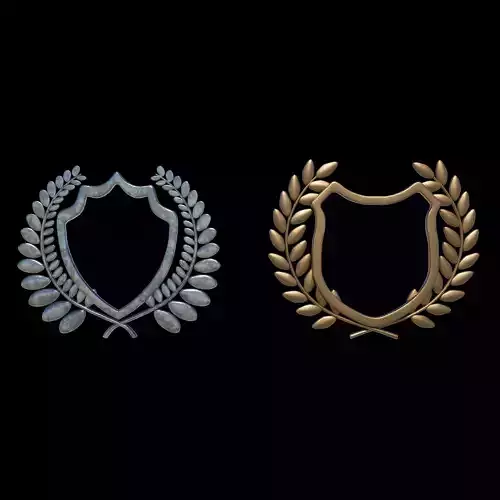 Shield Silhouette and Laurel Wreath 02 3D model