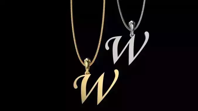 Letter W NECKLACE pendant 3D print model