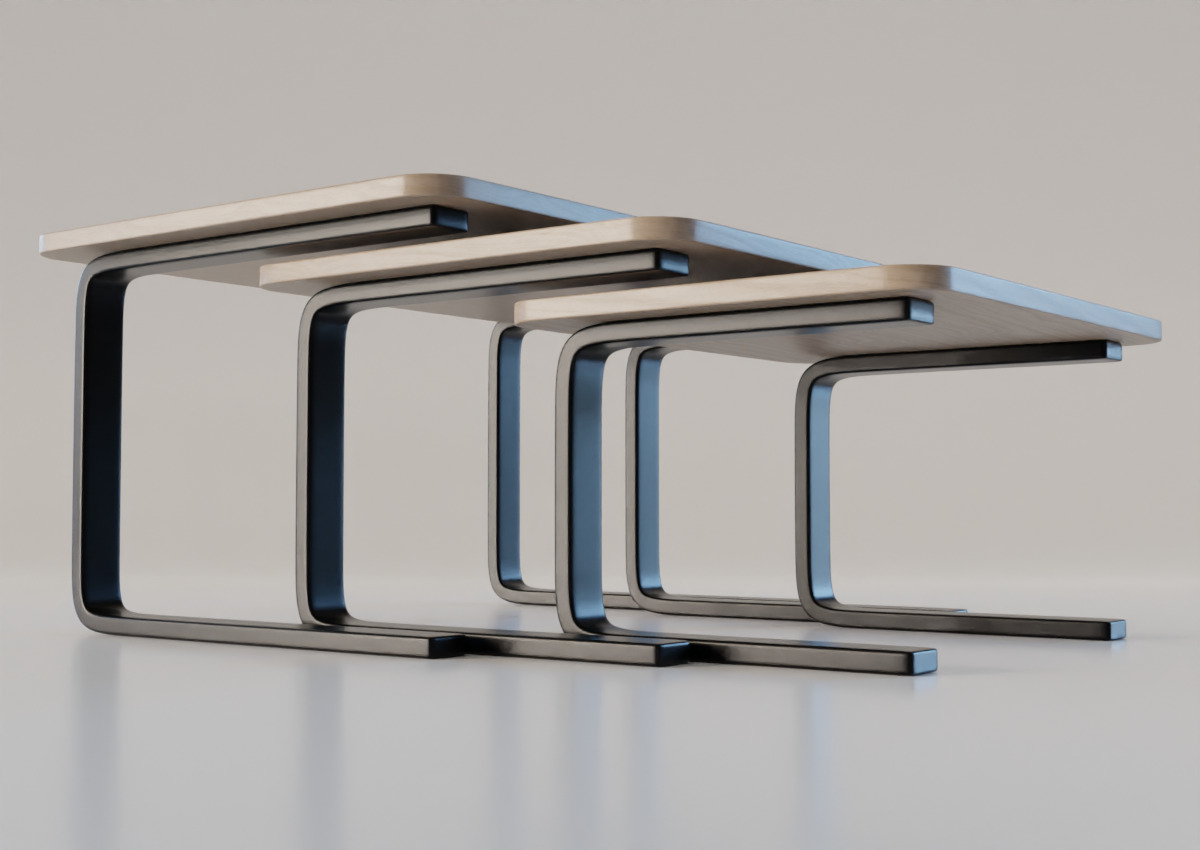 Stackable Coffee Tables Low-poly 3D model_2