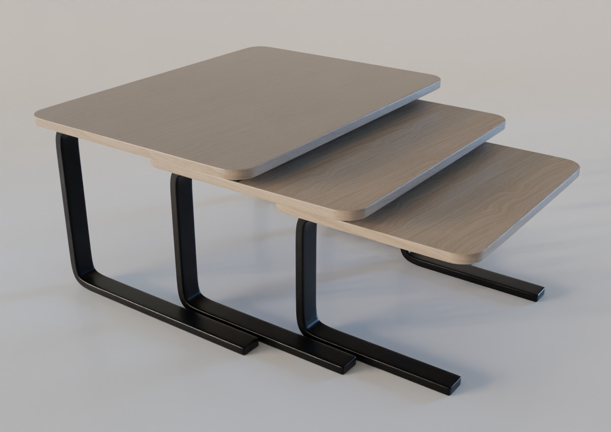 Stackable Coffee Tables Low-poly 3D model_1