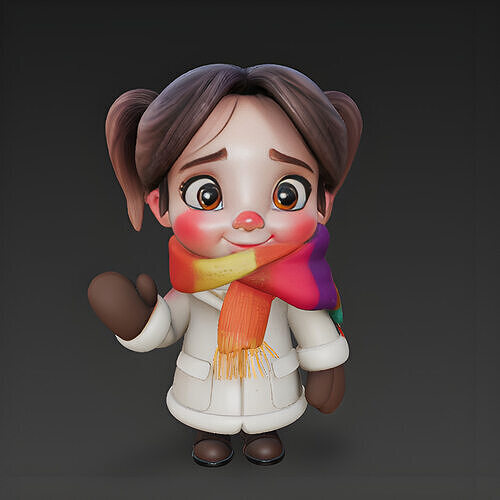 Cute Winter Girl Character Stylized 3D 3D model