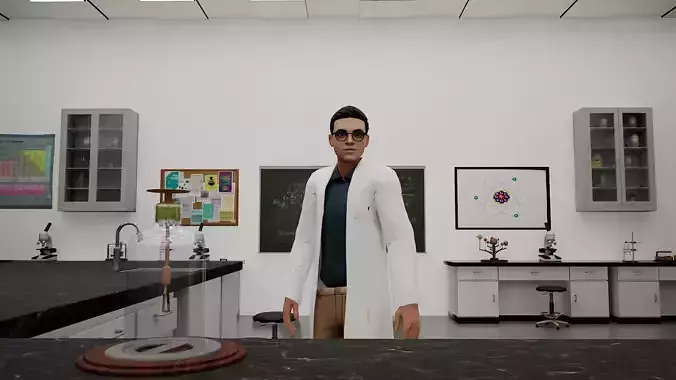 cartoon scientist 3D model