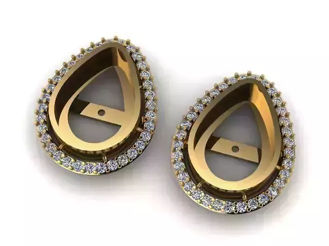 Female Earring Diamond and Big Gemstone