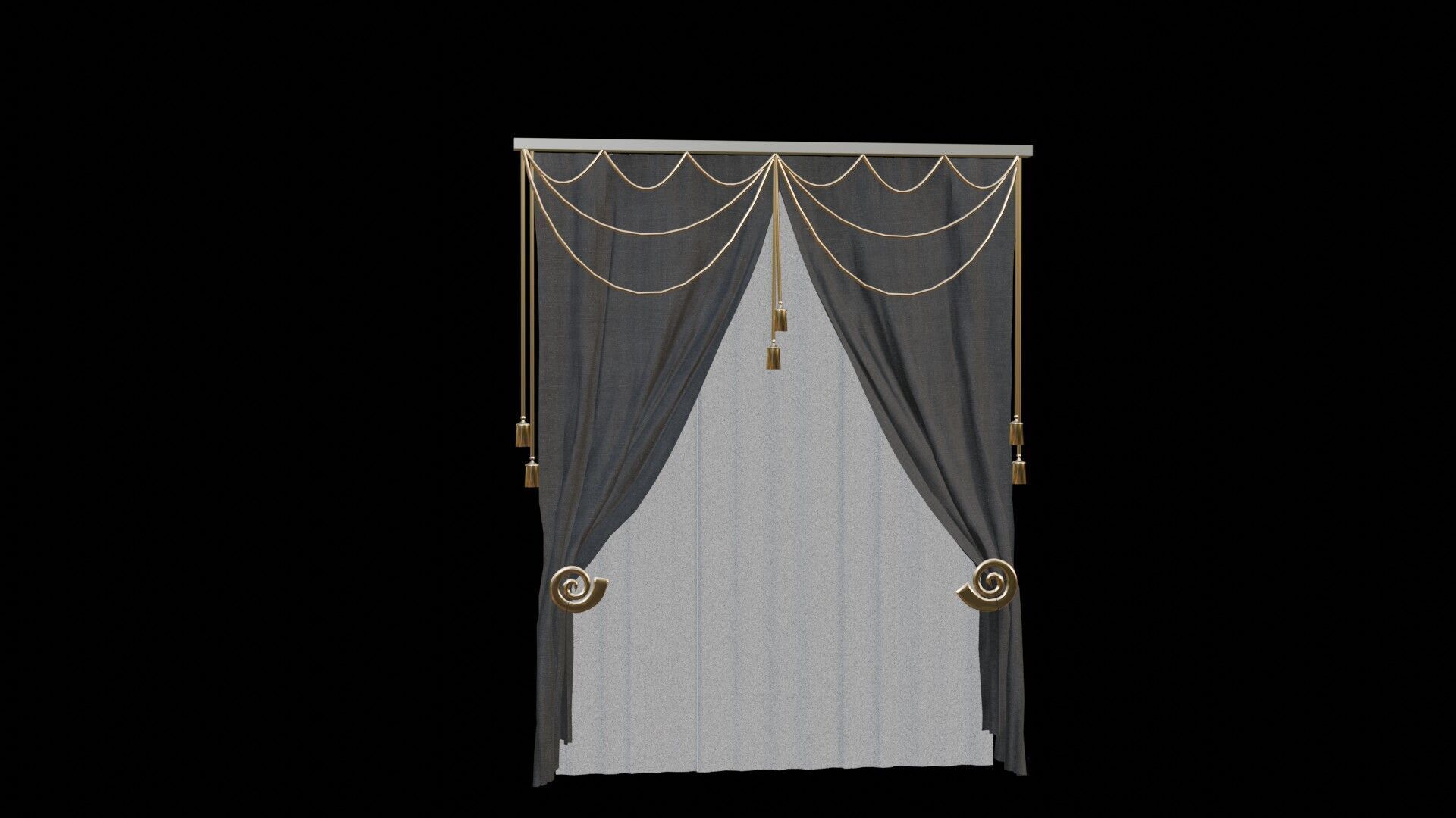 Curtain - Set 02 Low-poly 3D model_3
