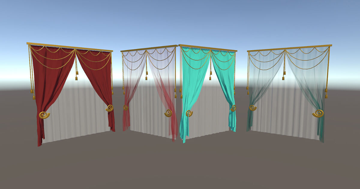 Curtain - Set 02 Low-poly 3D model_1