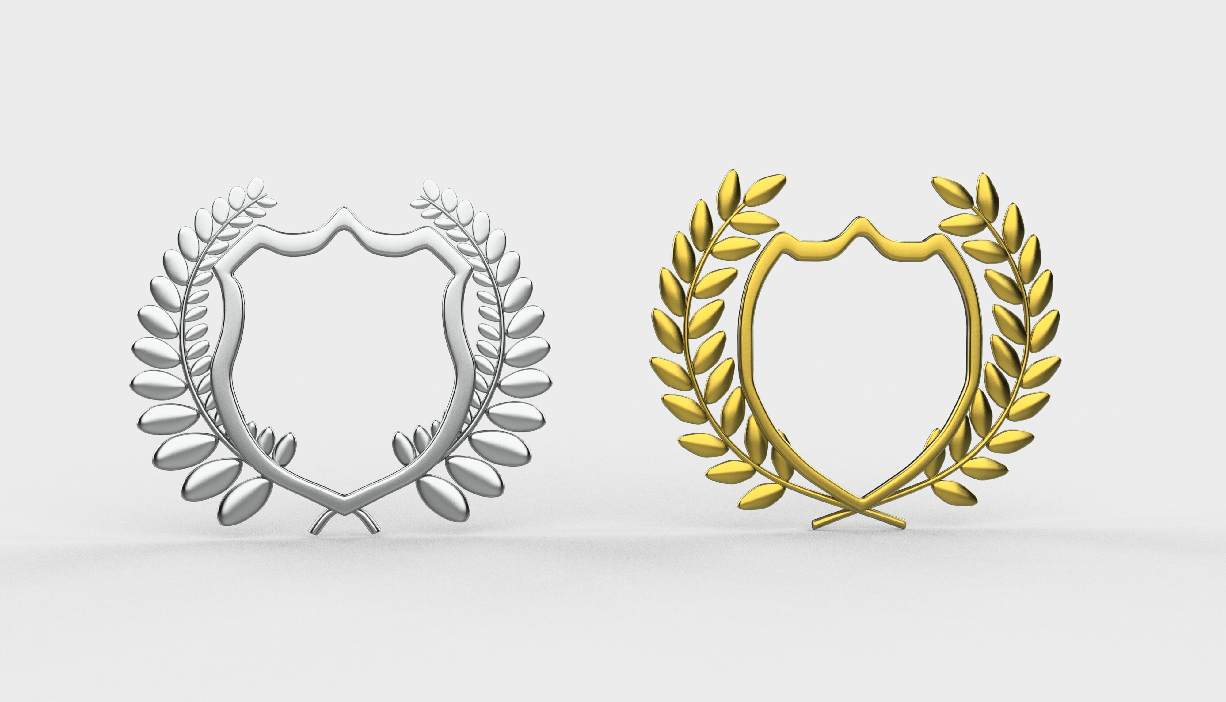 Shield Silhouette and Laurel Wreath 3D model_13