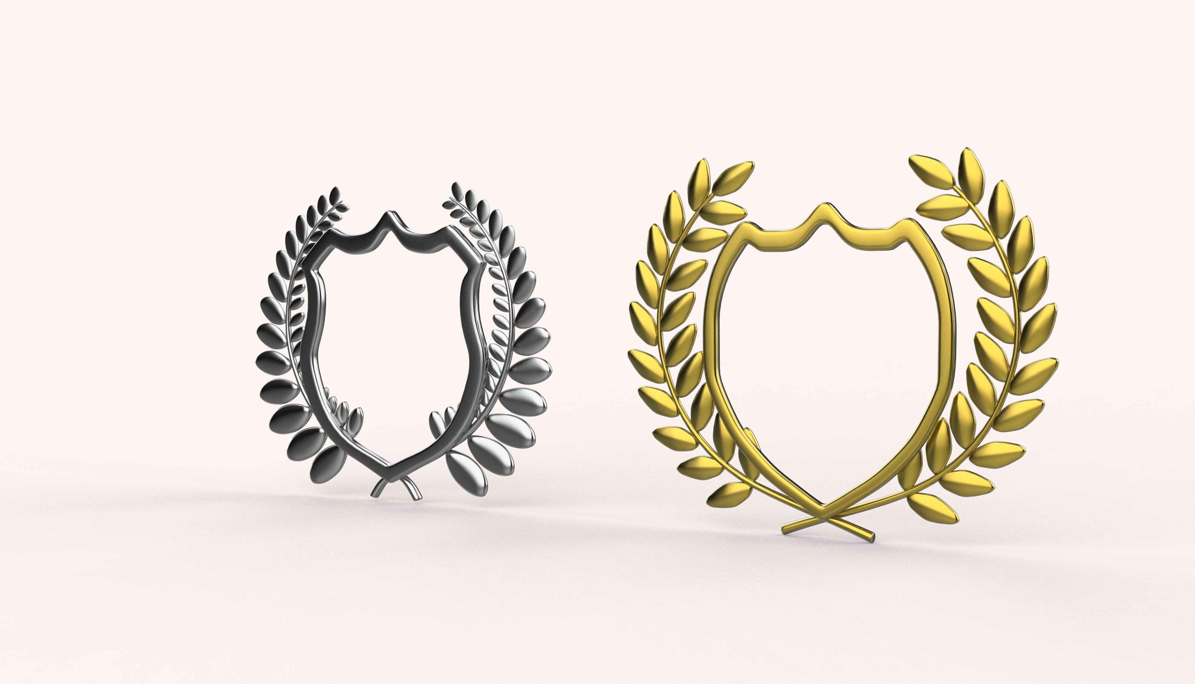 Shield Silhouette and Laurel Wreath 3D model_14