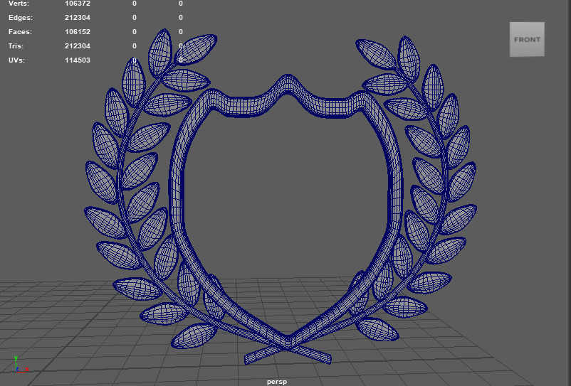 Shield Silhouette and Laurel Wreath 3D model_11