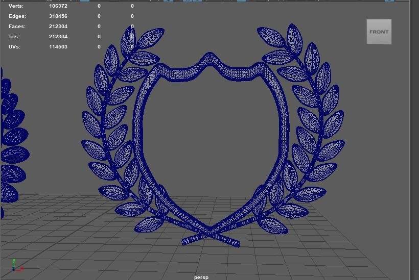 Shield Silhouette and Laurel Wreath 3D model_12