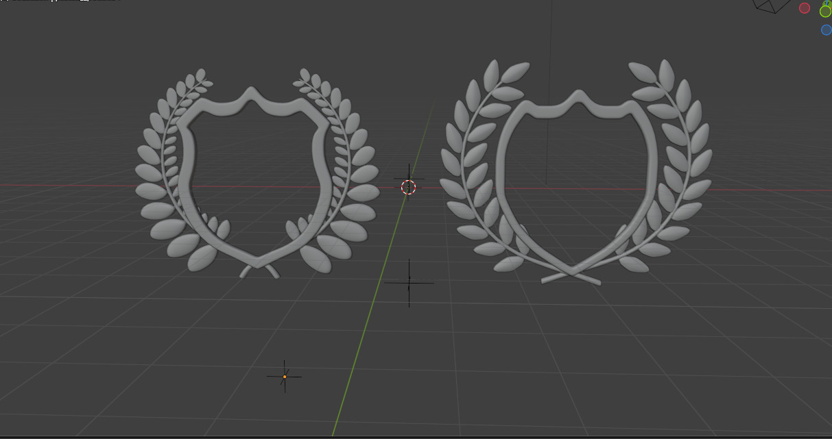 Shield Silhouette and Laurel Wreath 3D model_10