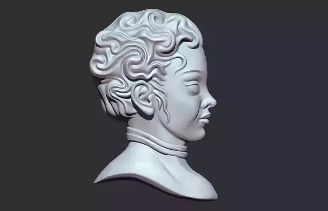 French girl face for 3D print 3D print model