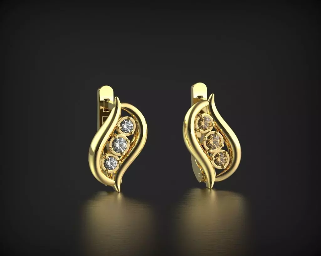 Earrings Wave 3D print model