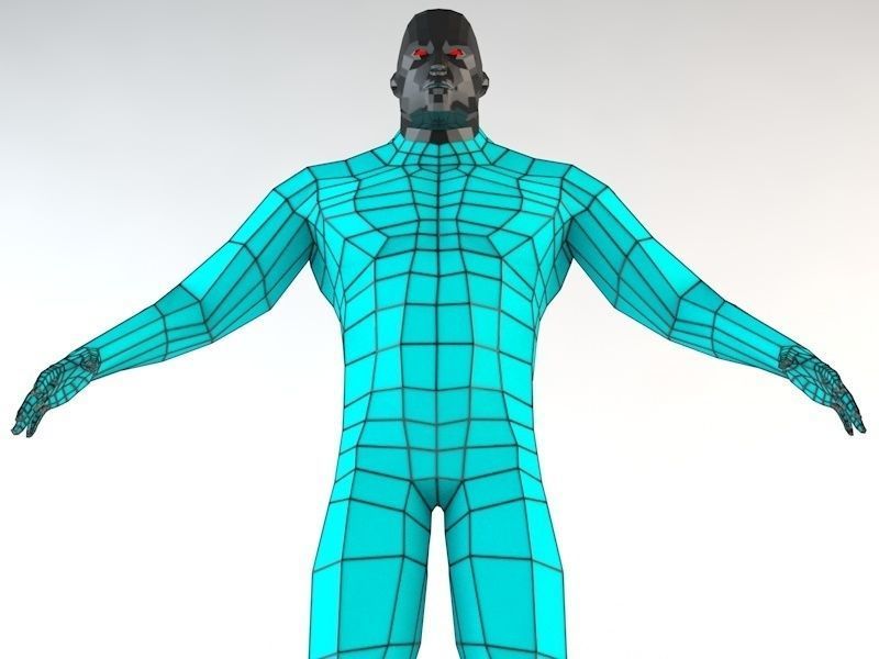 Futuristic Male Human Game Character Low-poly 3D model_4