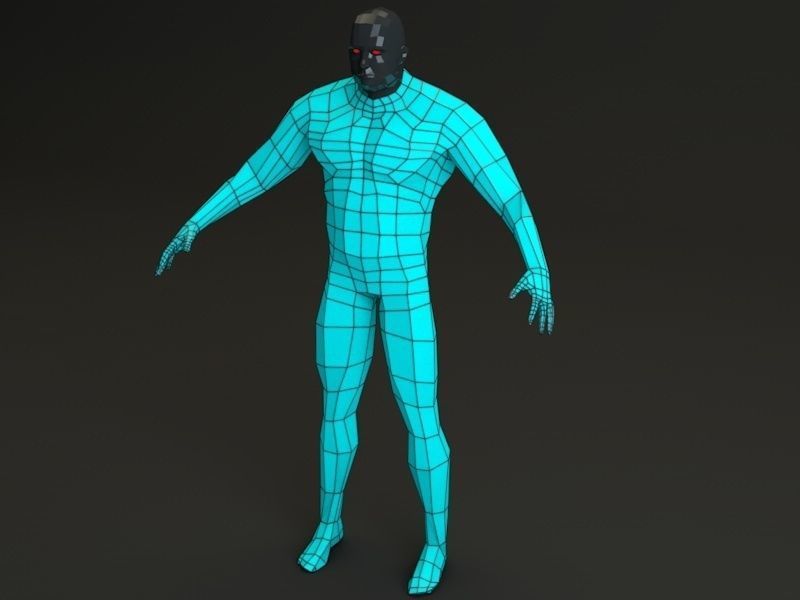 Futuristic Male Human Game Character Low-poly 3D model_8