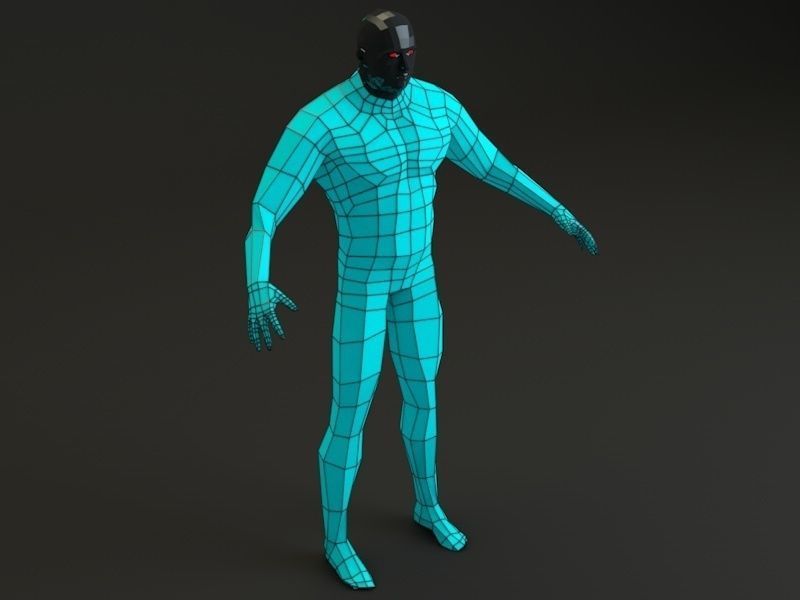 Futuristic Male Human Game Character Low-poly 3D model_7