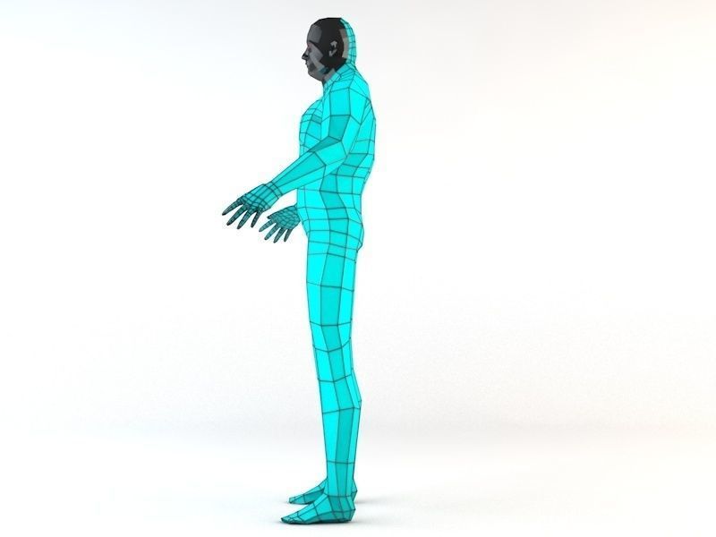 Futuristic Male Human Game Character Low-poly 3D model_5