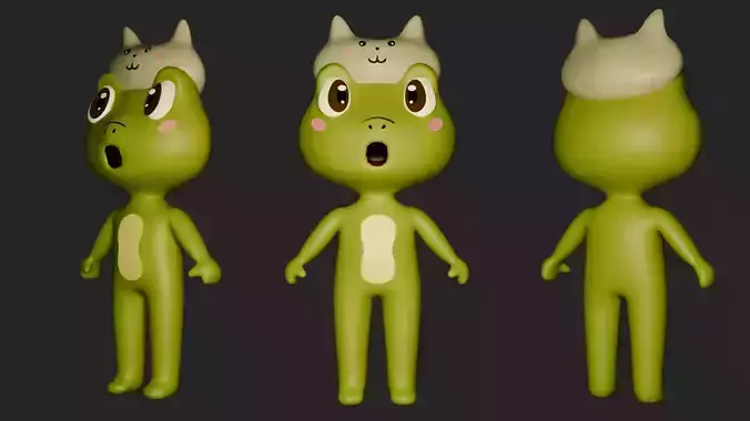 cute low poly 3d frog character