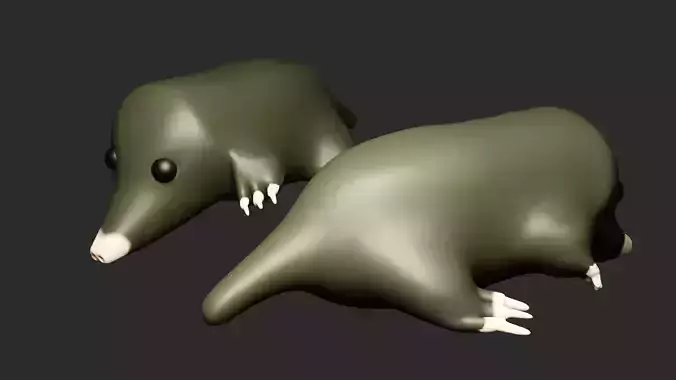 3d low poly mole digging and walking