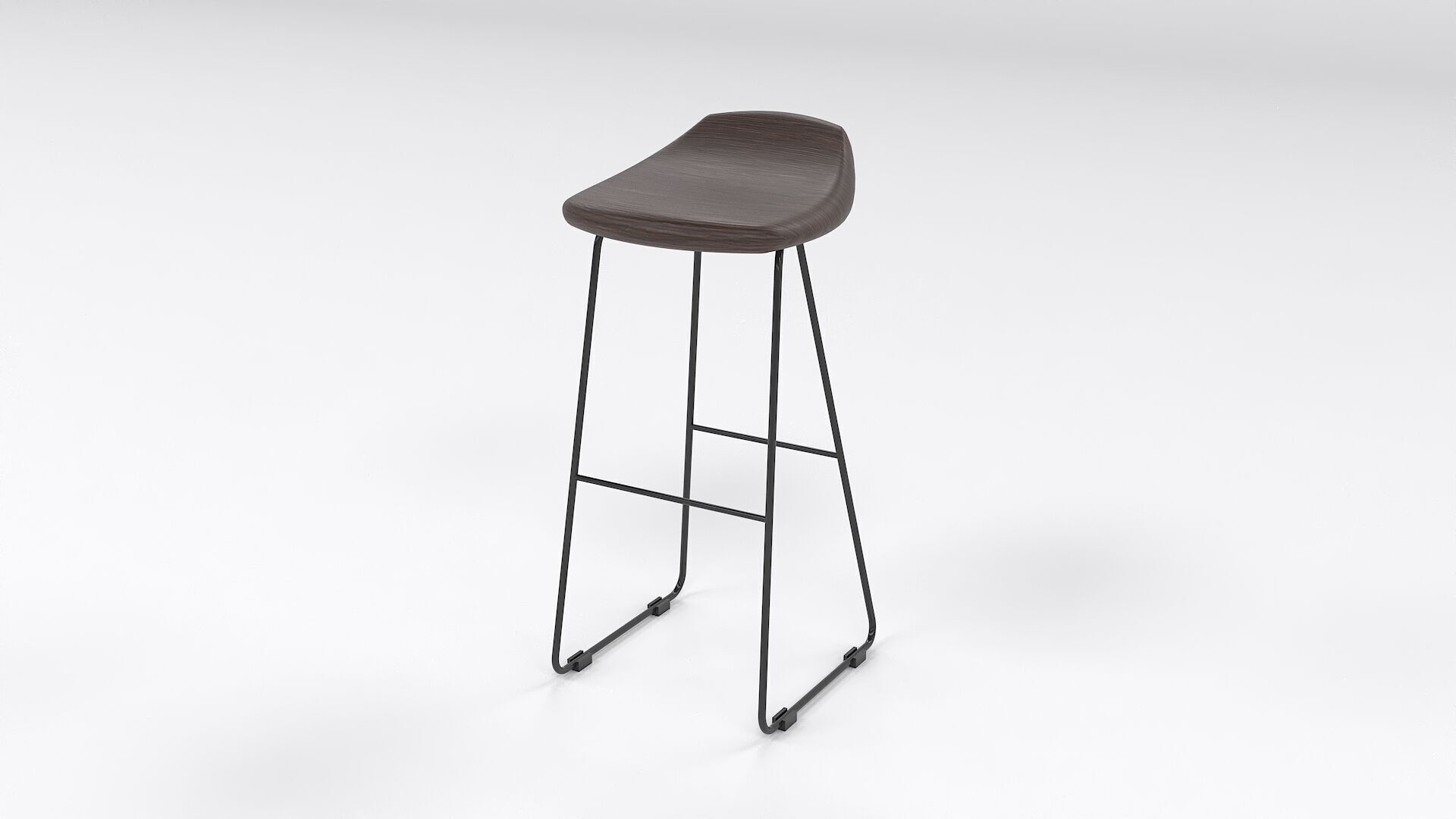 Wooden Bar Stool 3D Model Low-poly 3D model_1
