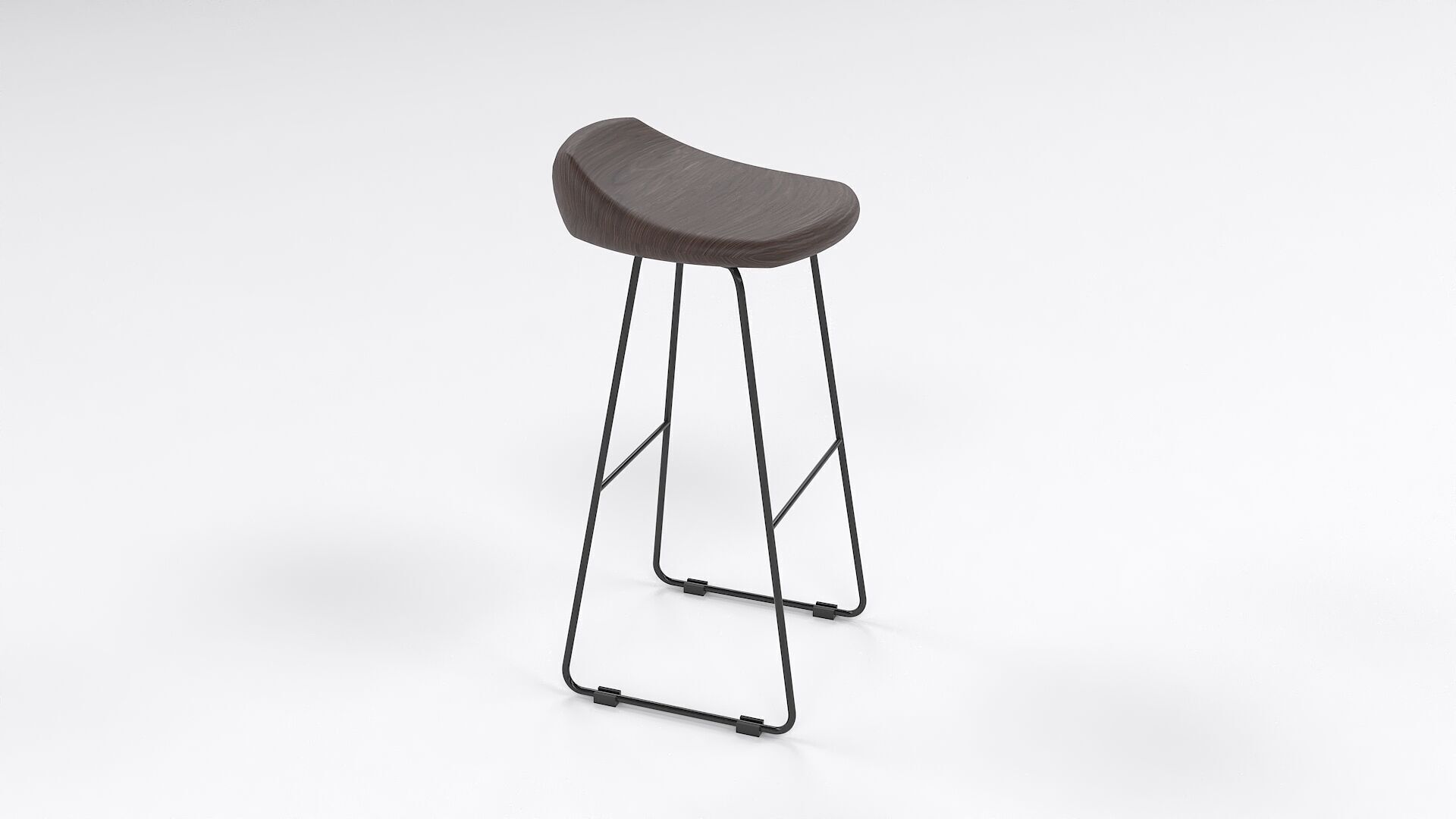 Wooden Bar Stool 3D Model Low-poly 3D model_4