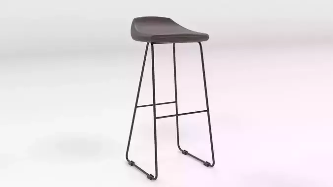 Wooden Bar Stool 3D Model