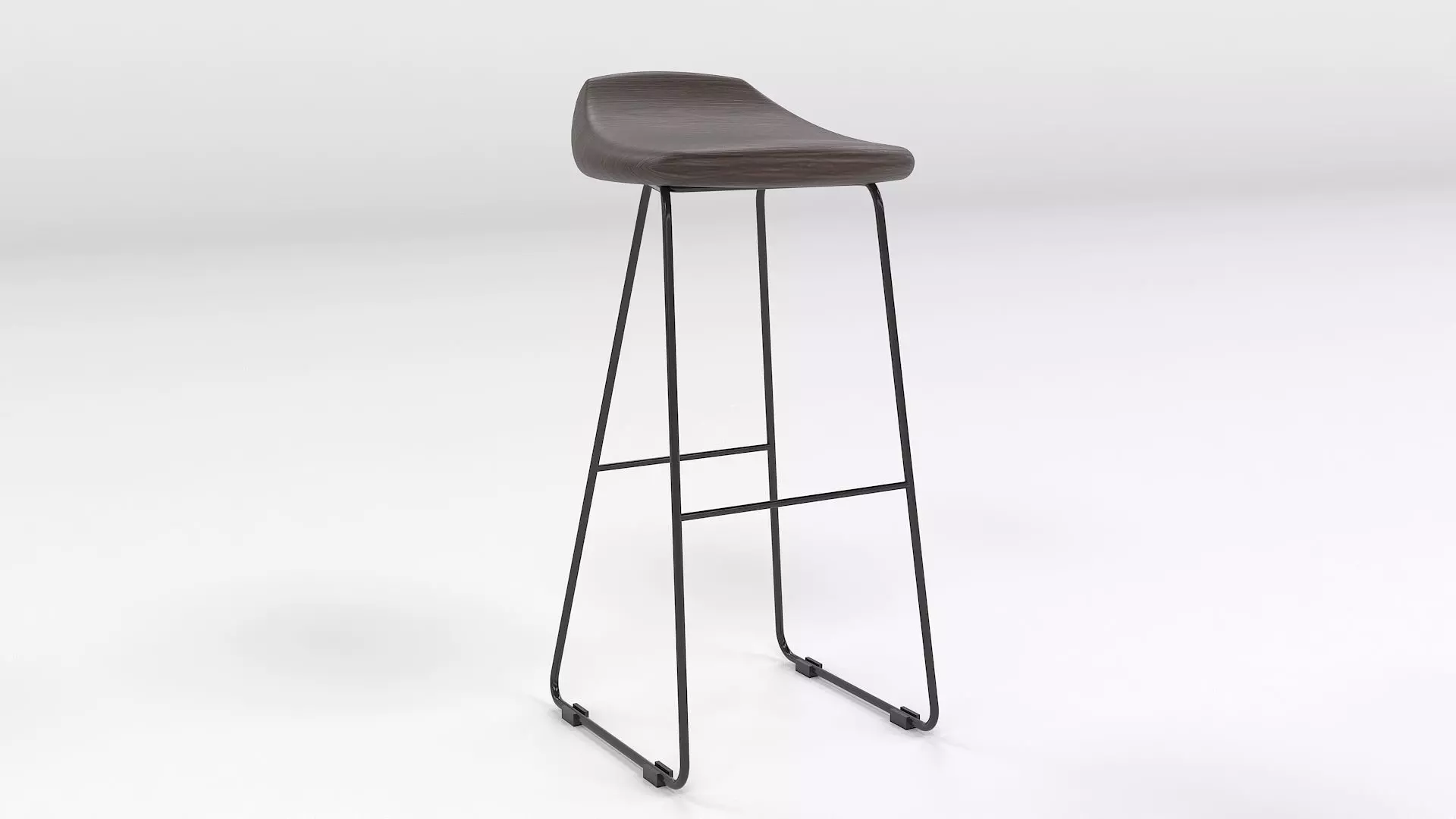 Wooden Bar Stool 3D Model Low-poly 3D model_0