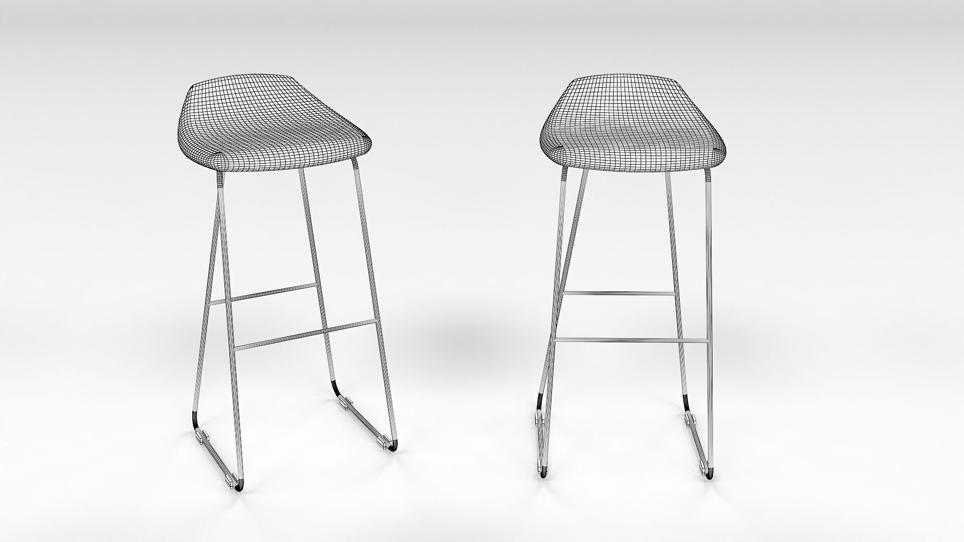 Wooden Bar Stool 3D Model Low-poly 3D model_5