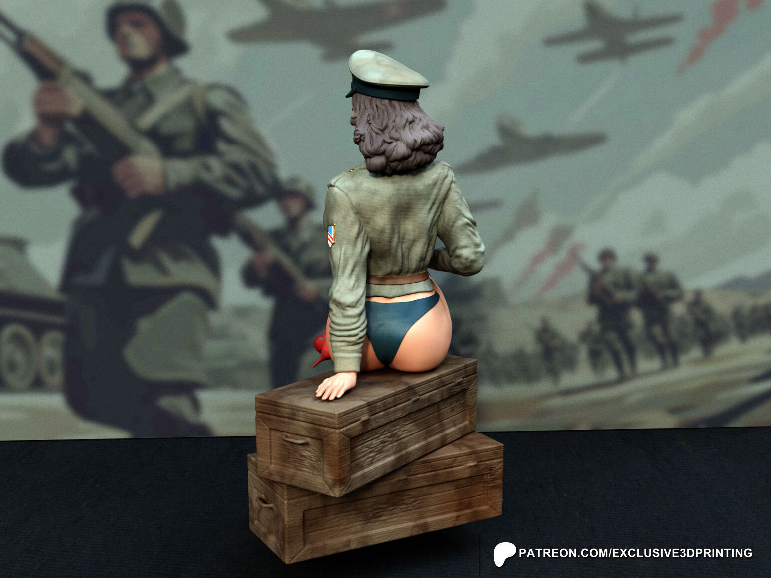 Pin-Up Army General 3D print model_2