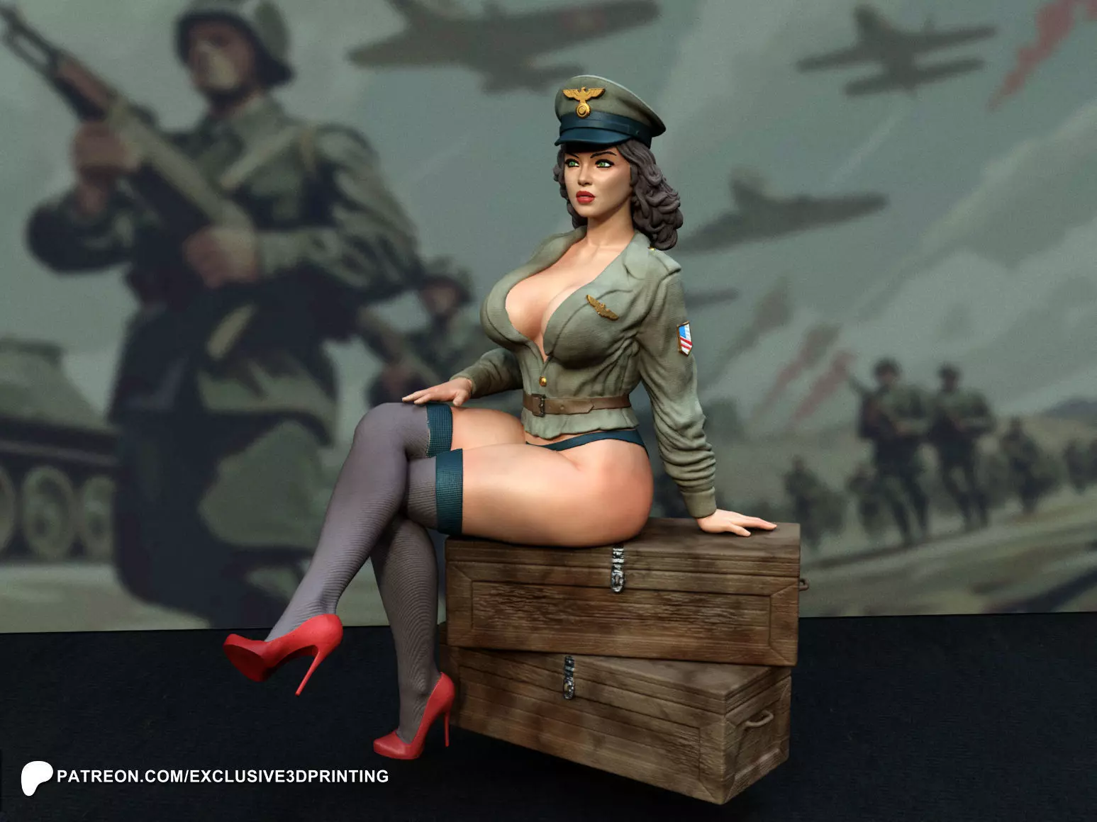 Pin-Up Army General 3D print model_0