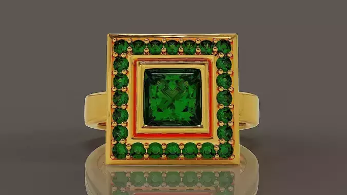 Princess halo engagement ring