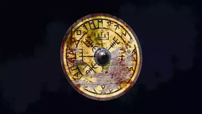 Viking shield 5 - Bloodied Relic Low-poly 3D model