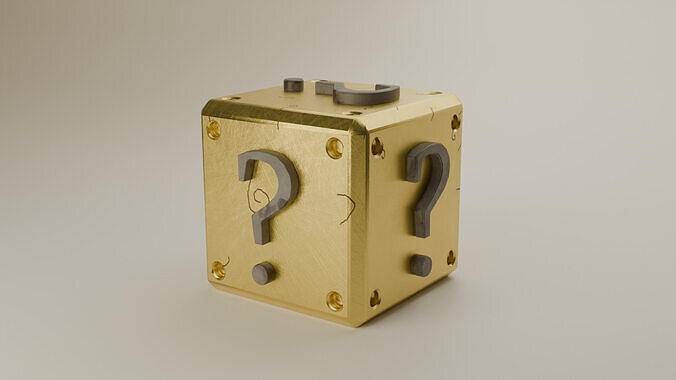 3d Mario Question Mark Block Cube Low-poly 3D model