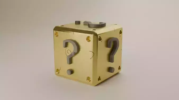 3d Mario Question Mark Block Cube
